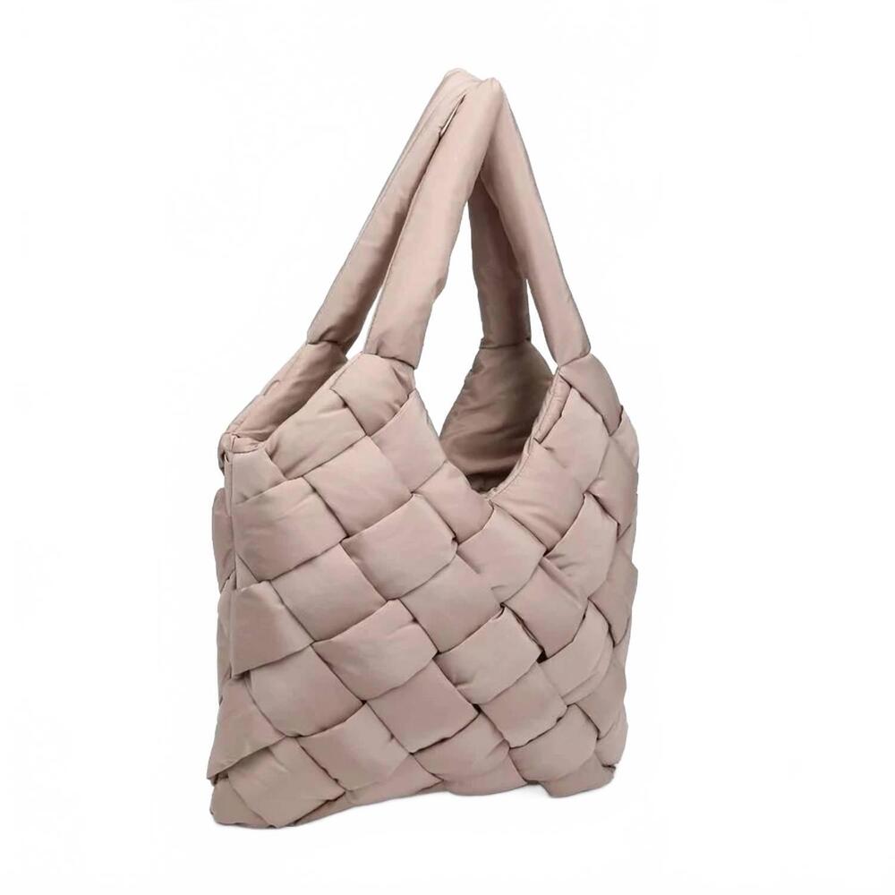 NEW SOL AND SELENE women's illumine woven nylon tote bag in nude